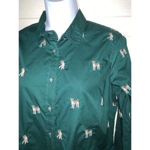 NWT J CREW Sz 8 Slim Perfect Shirty Dog Days Embroidery Academic Green Cotton